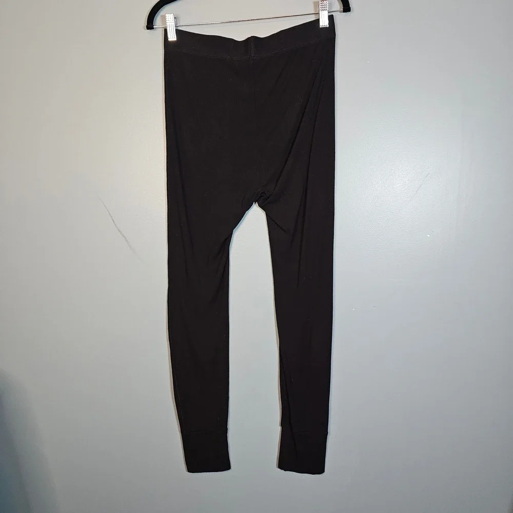 SKIMS‎ Black Ribbed Modal Spandex Long Underwear Bottoms Thermal Leggings Size L